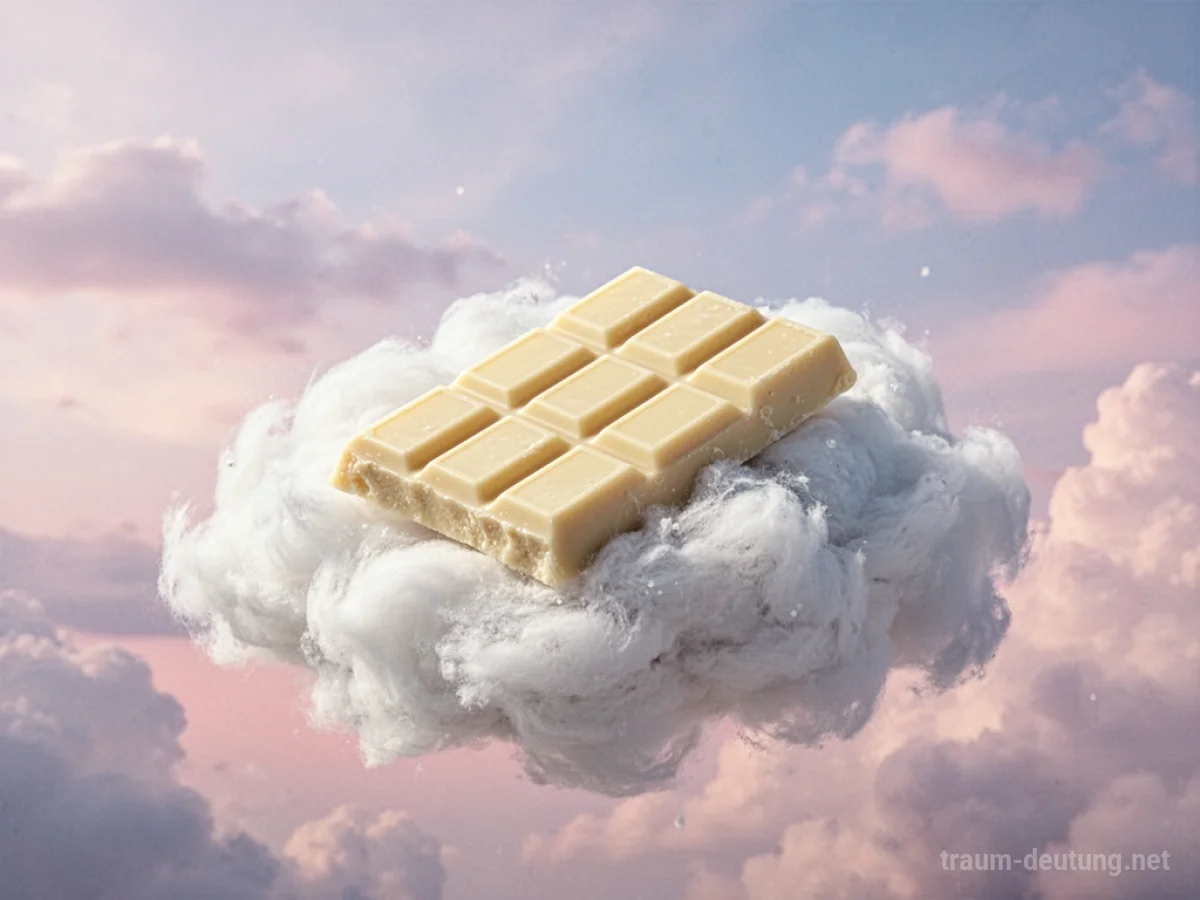 Weiße Schokolade auf einer Wolke im Traum