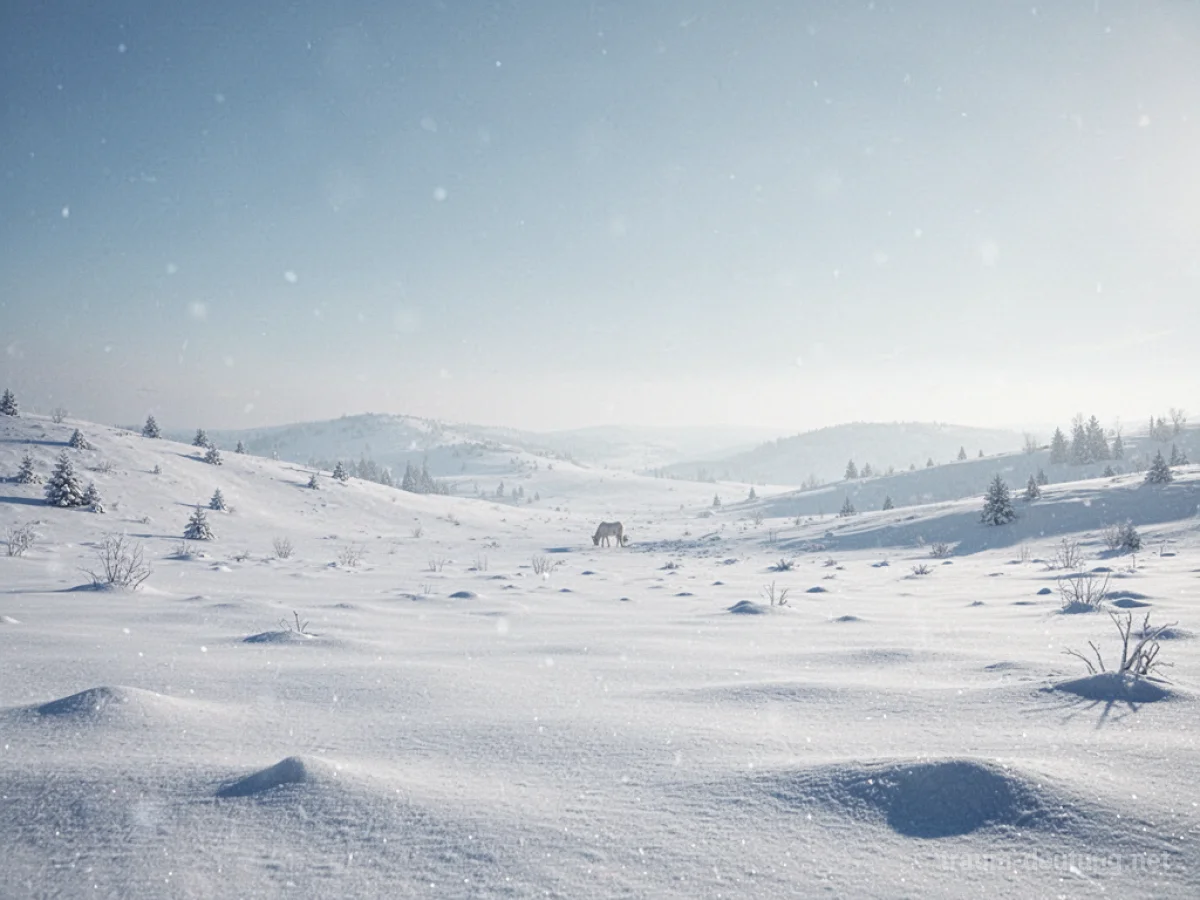 Unberührte weiße Schneefläche unter klarem Himmel