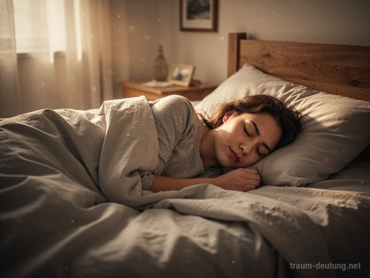 Eine Person schläft tief und fest in einem gemütlichen Bett.