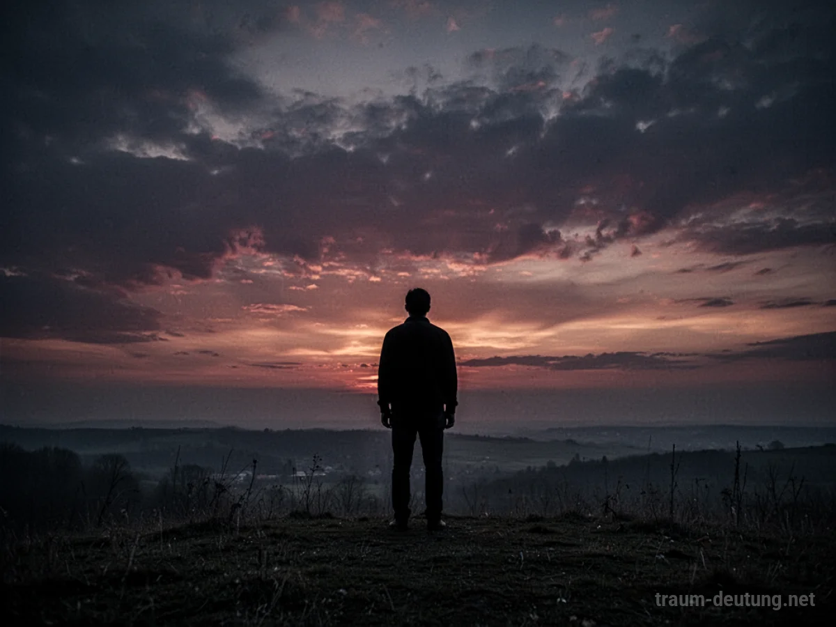 Eine einsame Silhouette vor einem düsteren Sonnenuntergang