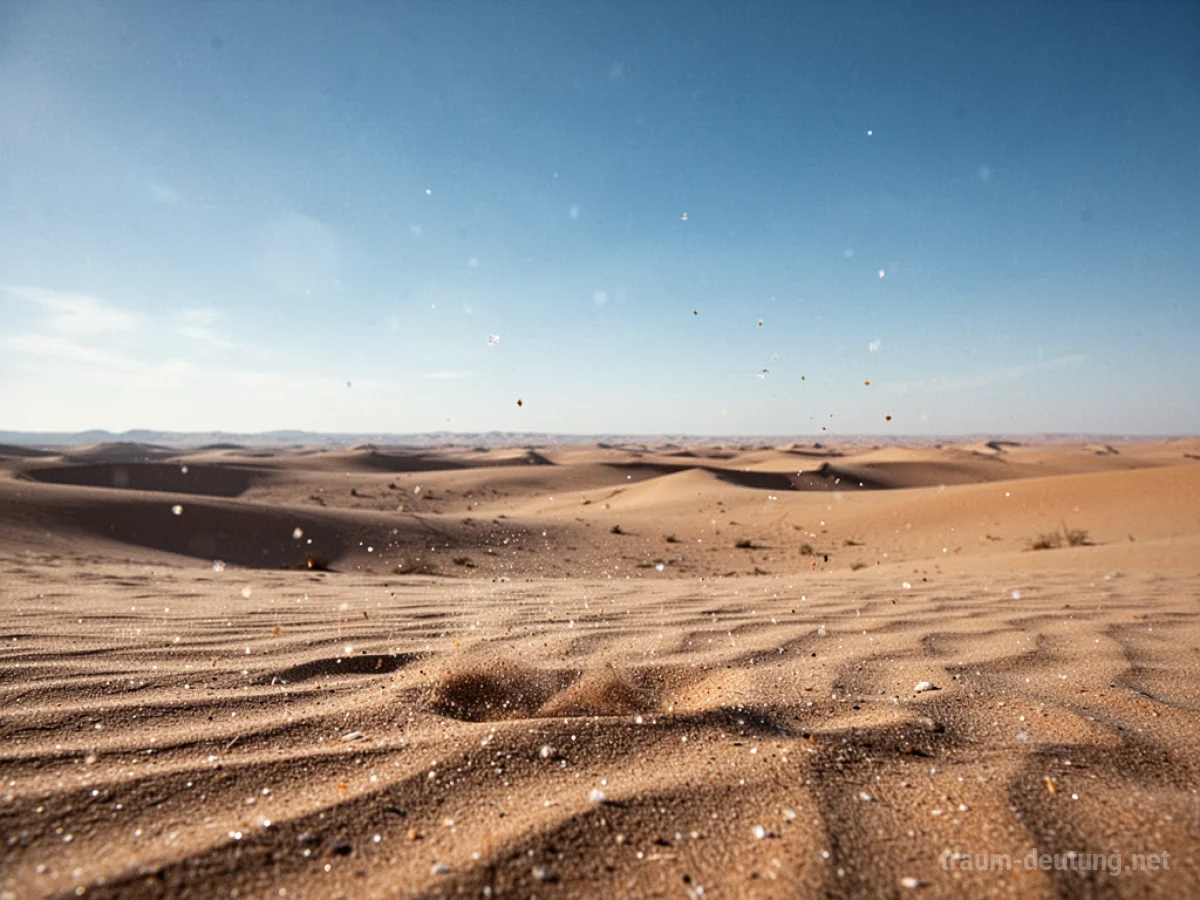 Weite Sandlandschaft mit Korngrößen im Vordergrund