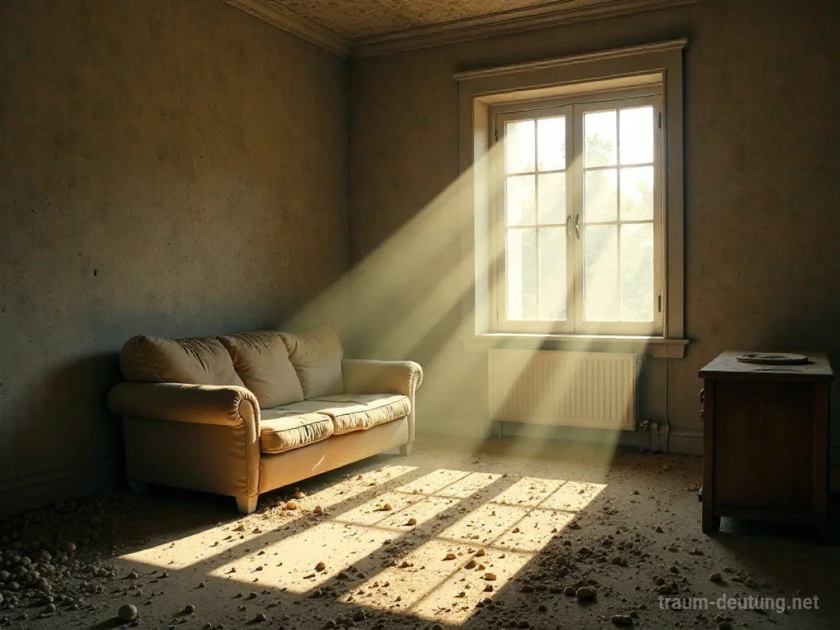 Ein Zimmer voller Staub, Sonnenstrahlen beleuchten die Partikel in der Luft.