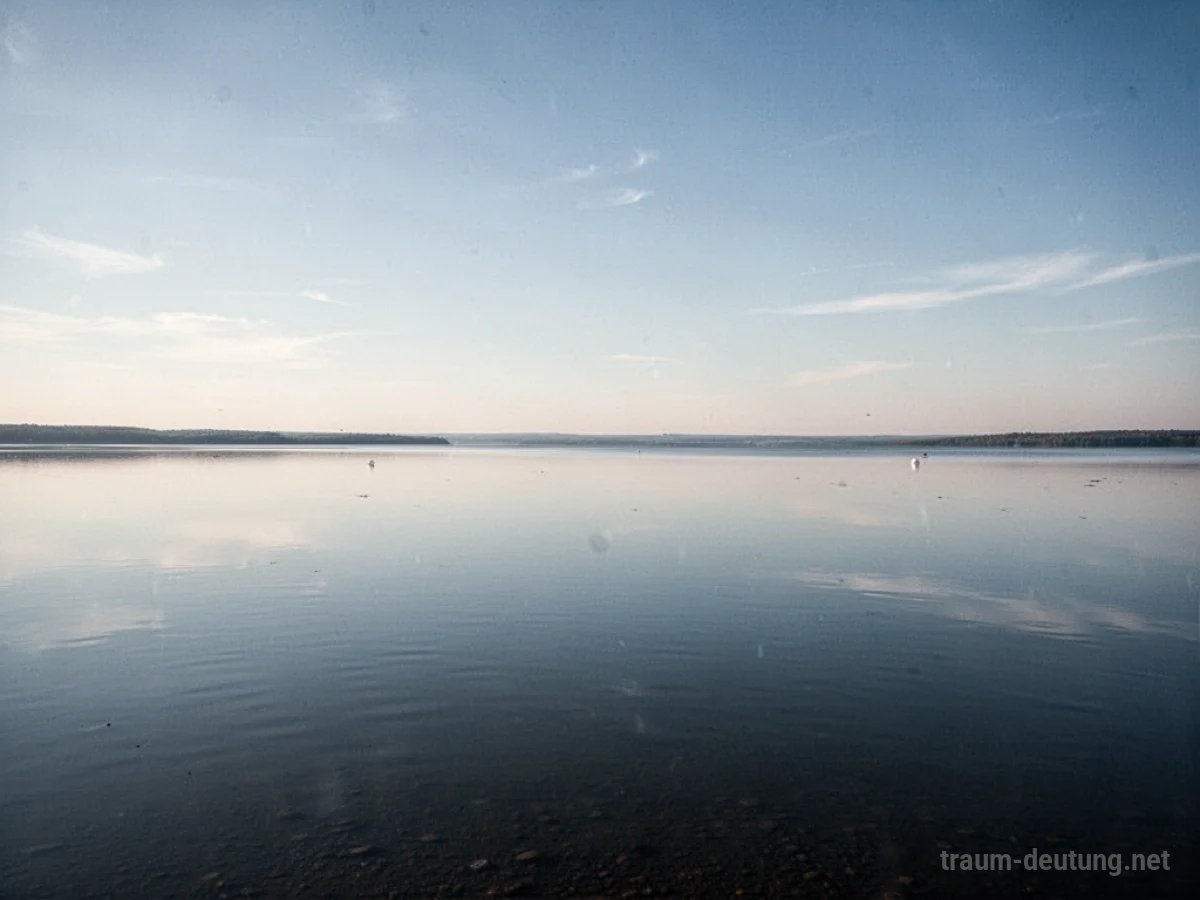 Ein unendlicher See, der sich bis zum Horizont erstreckt und den Himmel spiegelt.