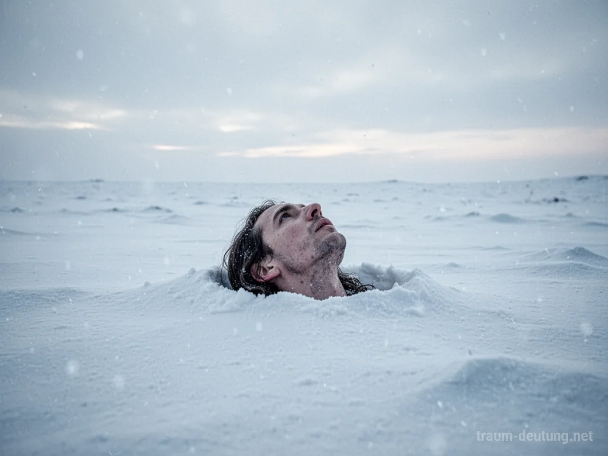 Person ragt aus einer Schneedecke hervor