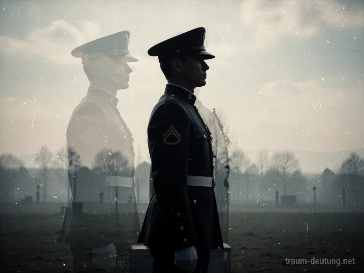 Silhouette eines Vaters in Soldatenuniform im Traum