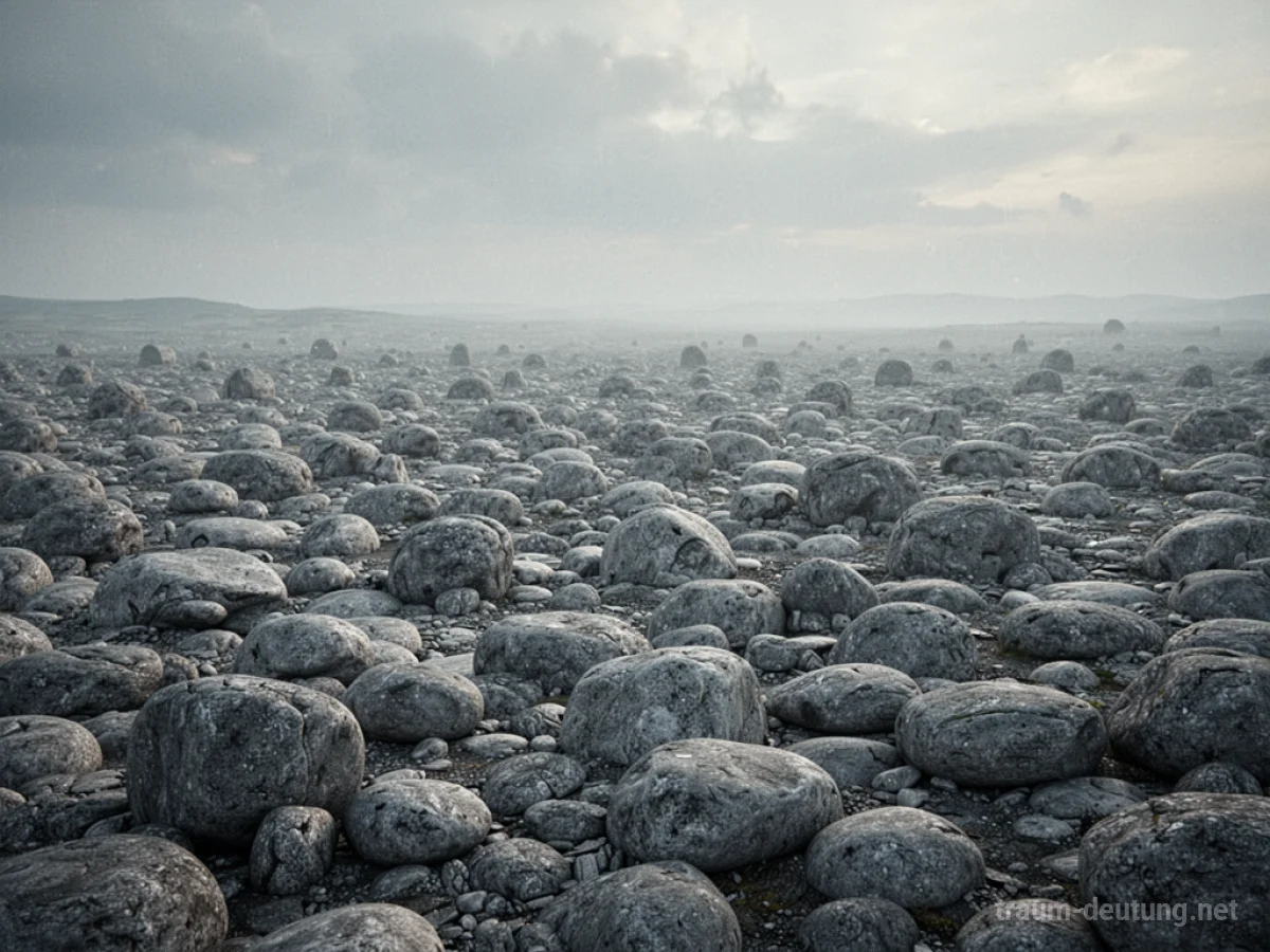 Eine weite Landschaft, übersät mit unzähligen grauen Steinen.