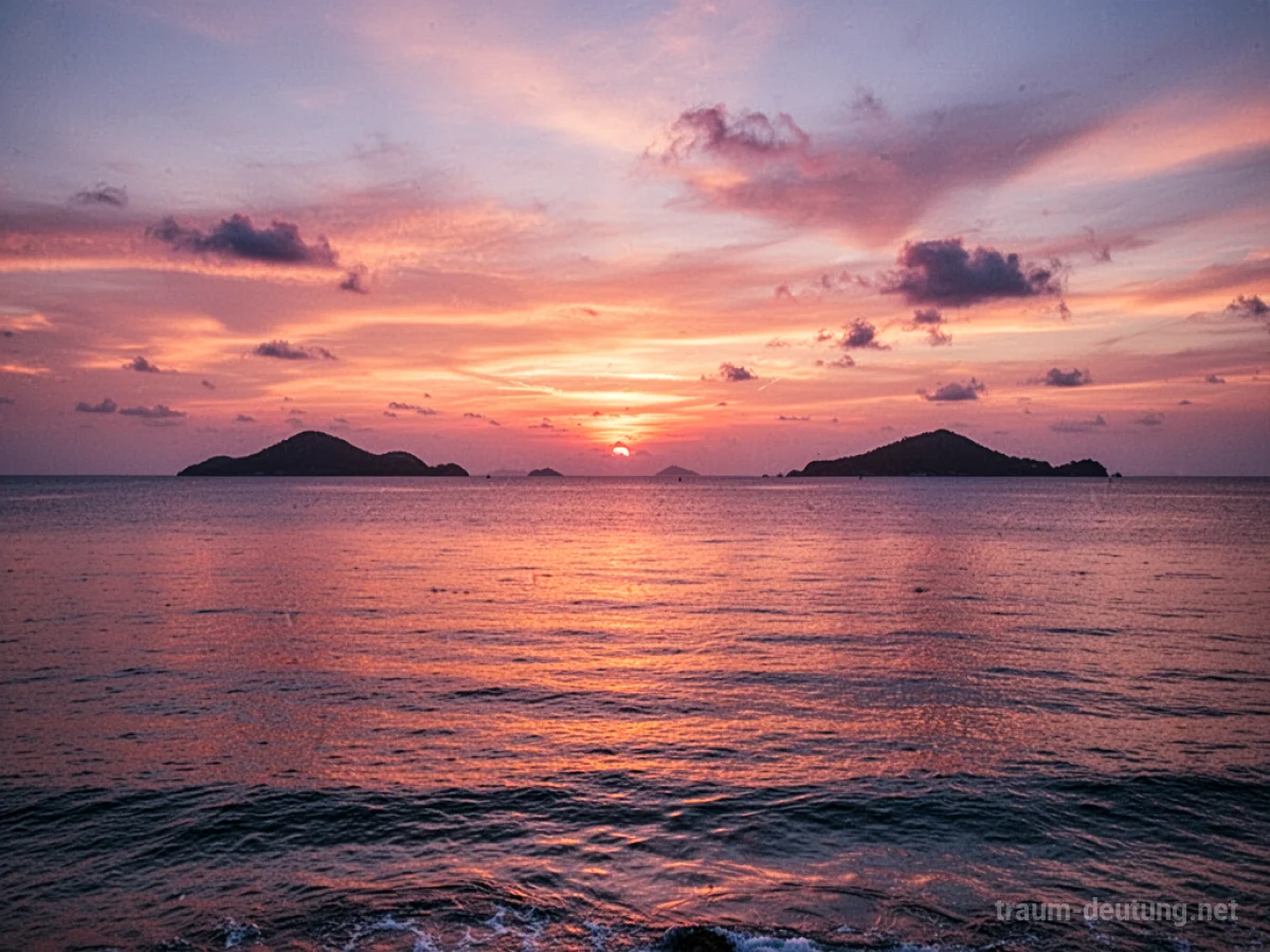 Wunderschöner Sonnenuntergang über dem Meer mit bunten Farben am Himmel