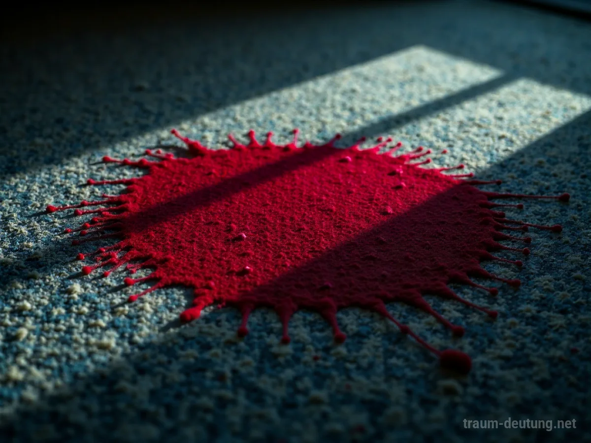 Symbolische Darstellung von Blutspuren auf einem Teppich im Traum