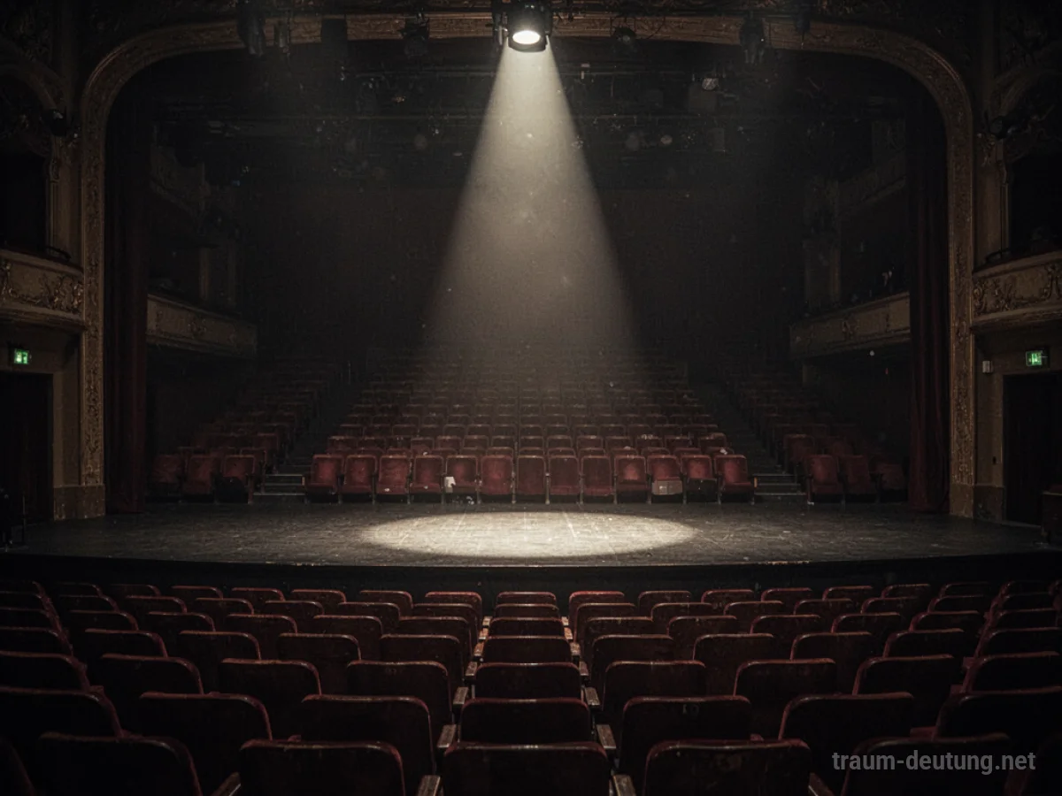 Leeres, dunkles Theater mit Schatten und leerem Rang