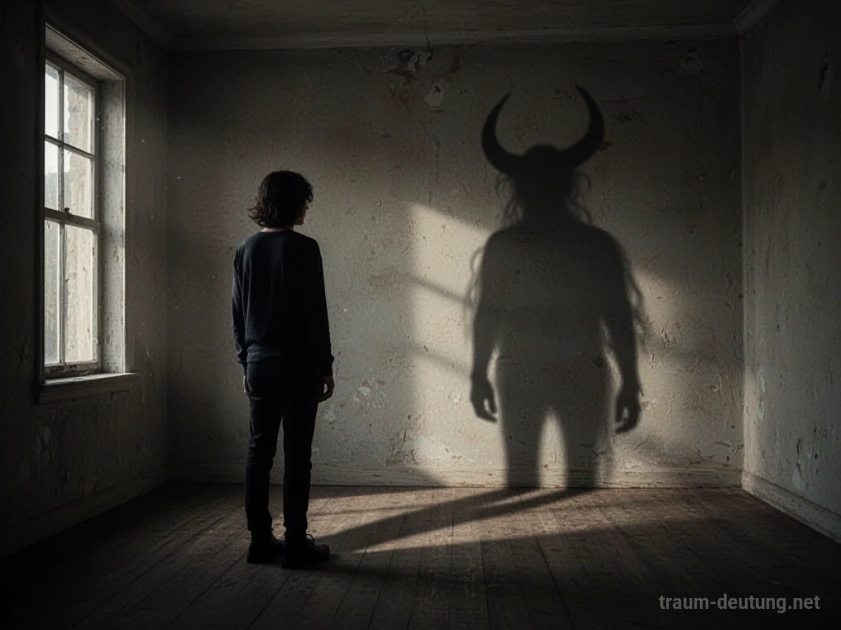 Silhouette einer Person, deren Schatten wie der Teufel aussieht
