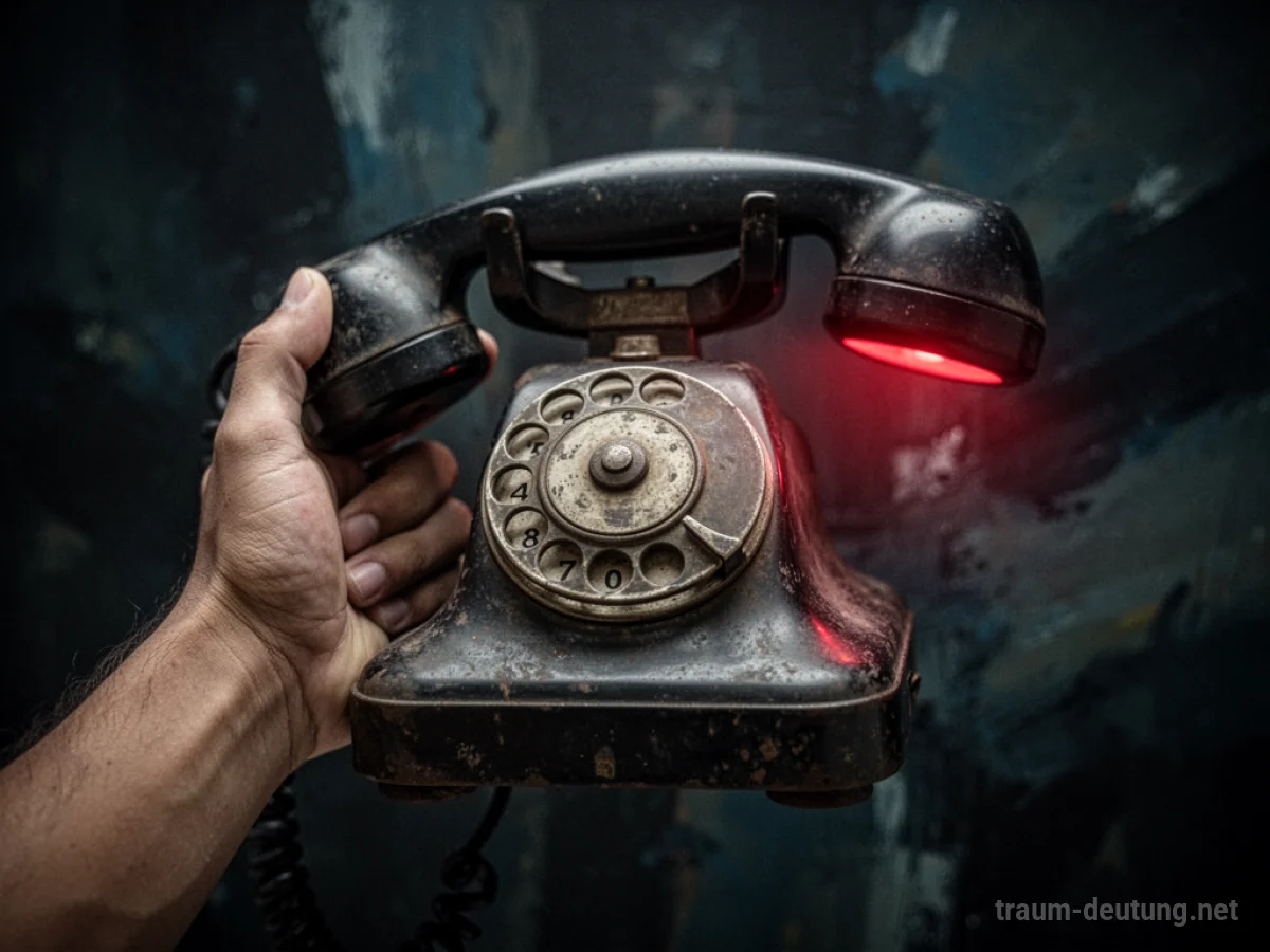Hand hält ein Telefon, aus dem ein roter Schein kommt.