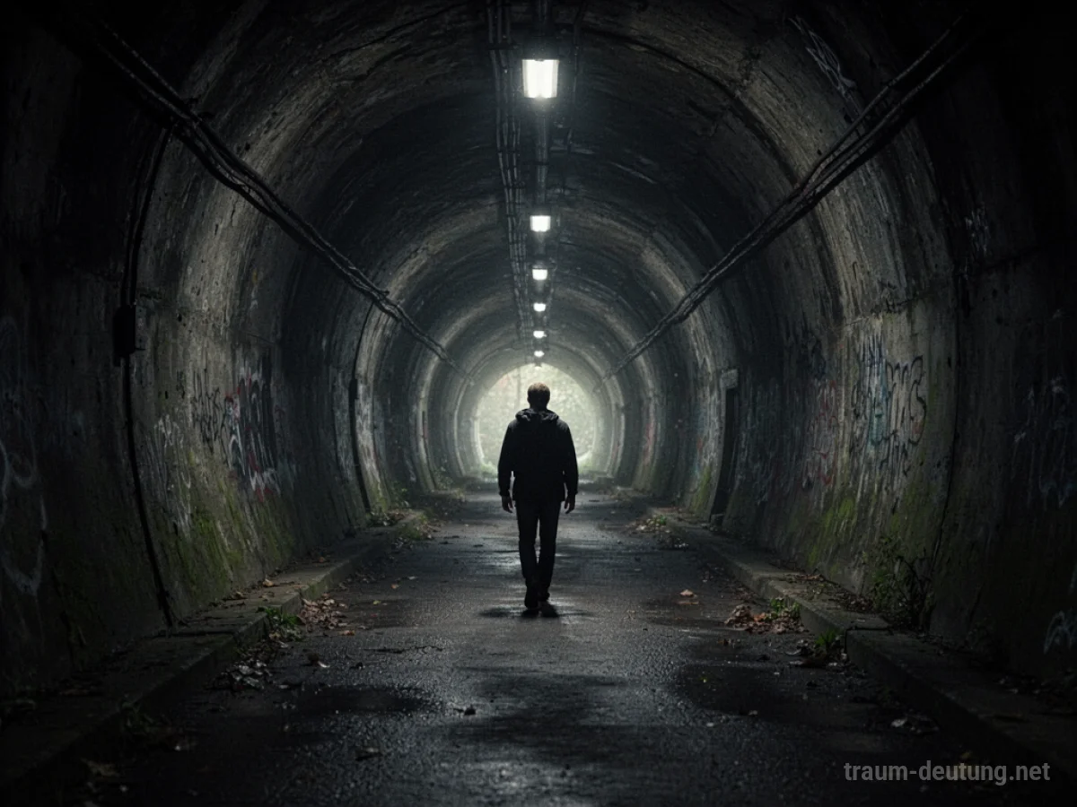 Eine einzelne Person verläuft sich in einem dunklen Tunnel.