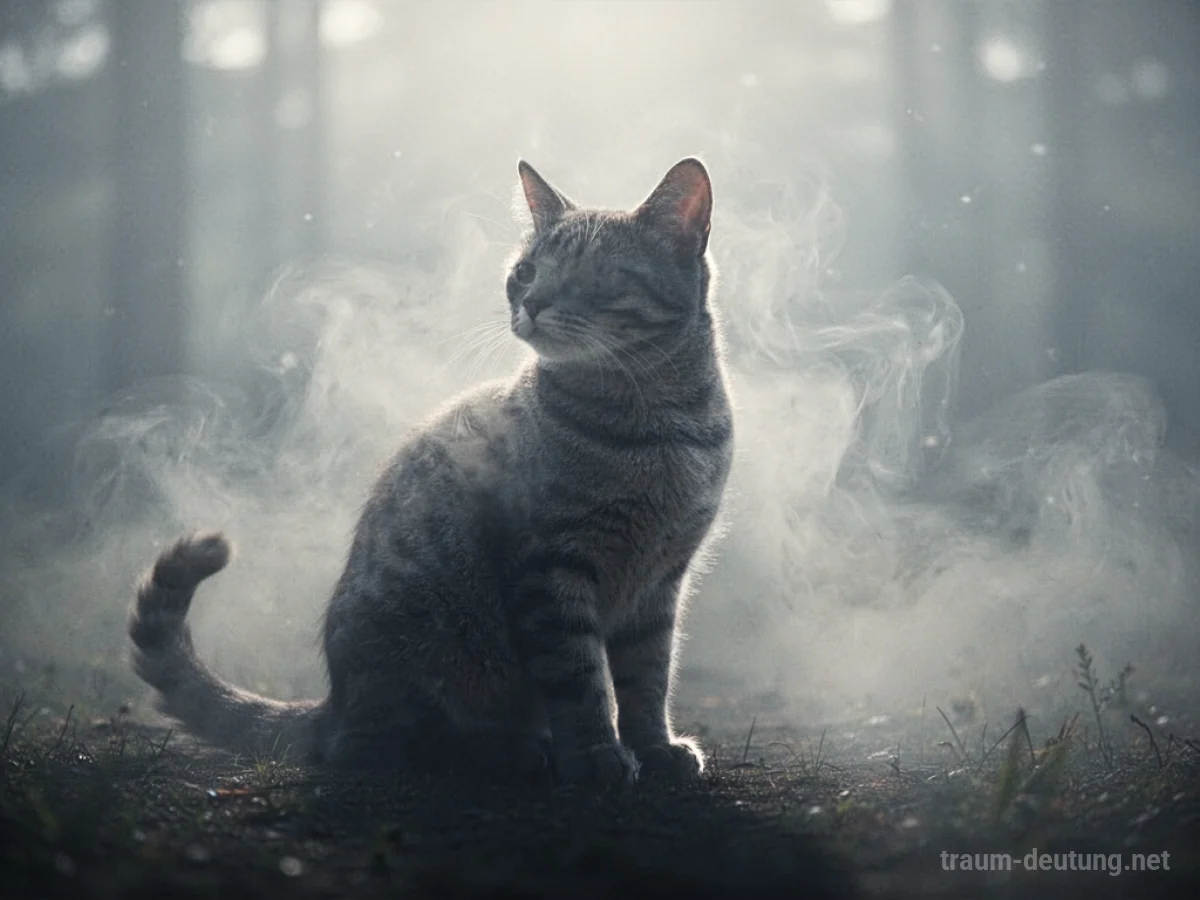 Katze verschwindet im Nebel