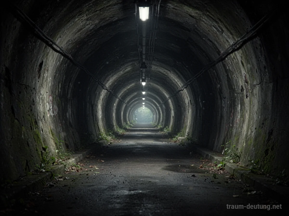Langer dunkler Tunnel mit Licht am Ende