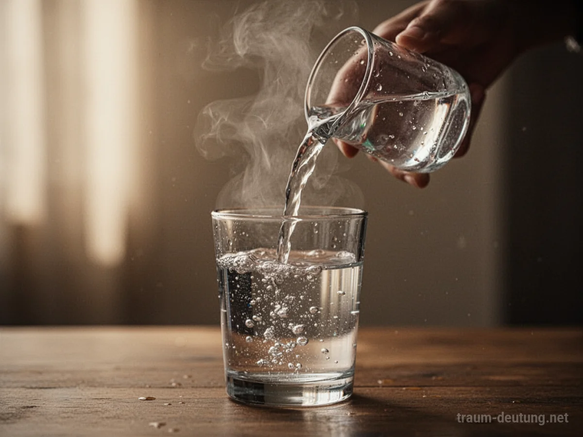 Glas Wasser wird langsam in ein anderes Glas gegossen.