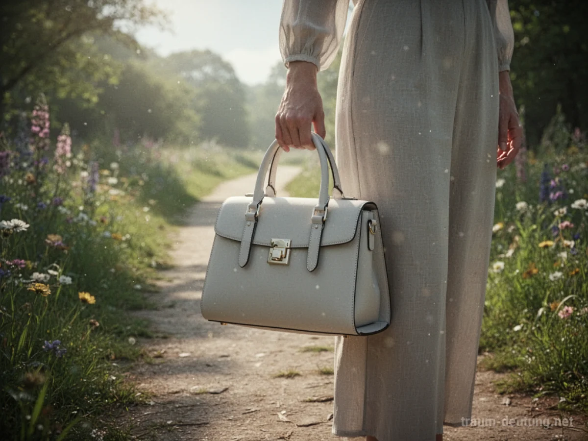 Leichte Tasche wird auf einem sonnigen Weg getragen.