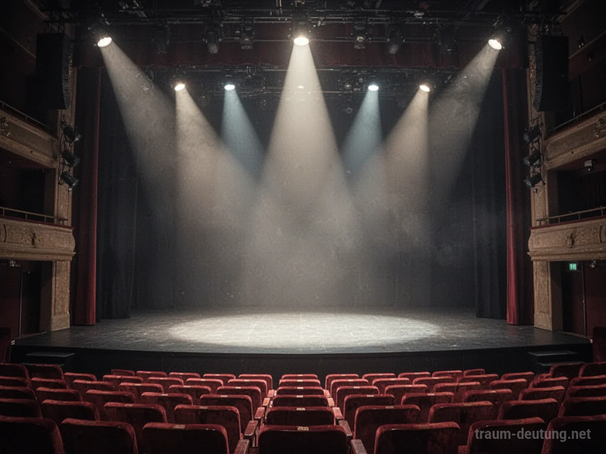 Leere Bühne eines modernen Theaters im Scheinwerferlicht