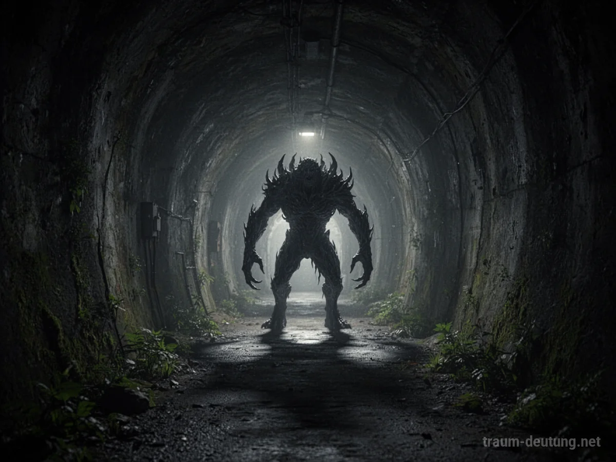 Ein bedrohliches Monster im Dunkel eines Tunnels