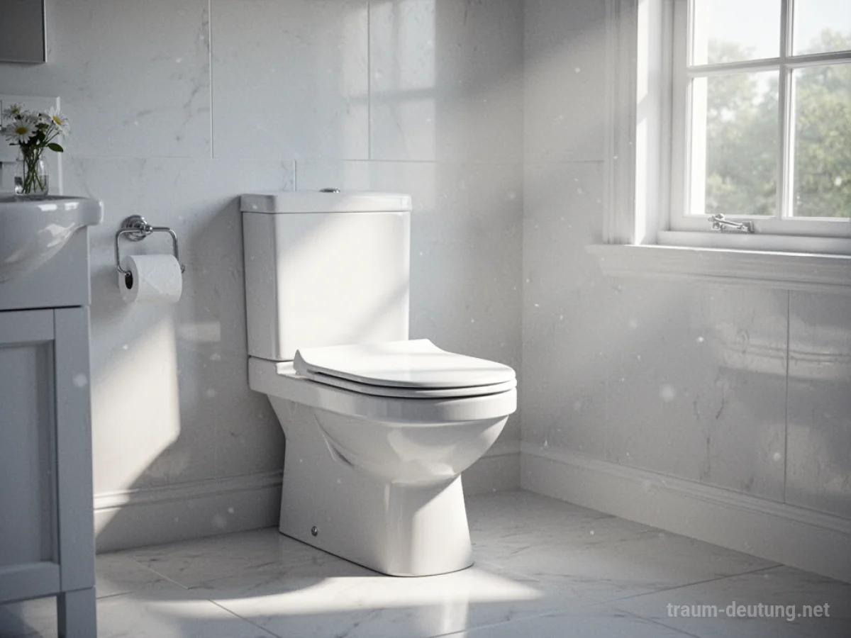 Eine makellose, weiße Toilette in einem hellen, sauberen Badezimmer.