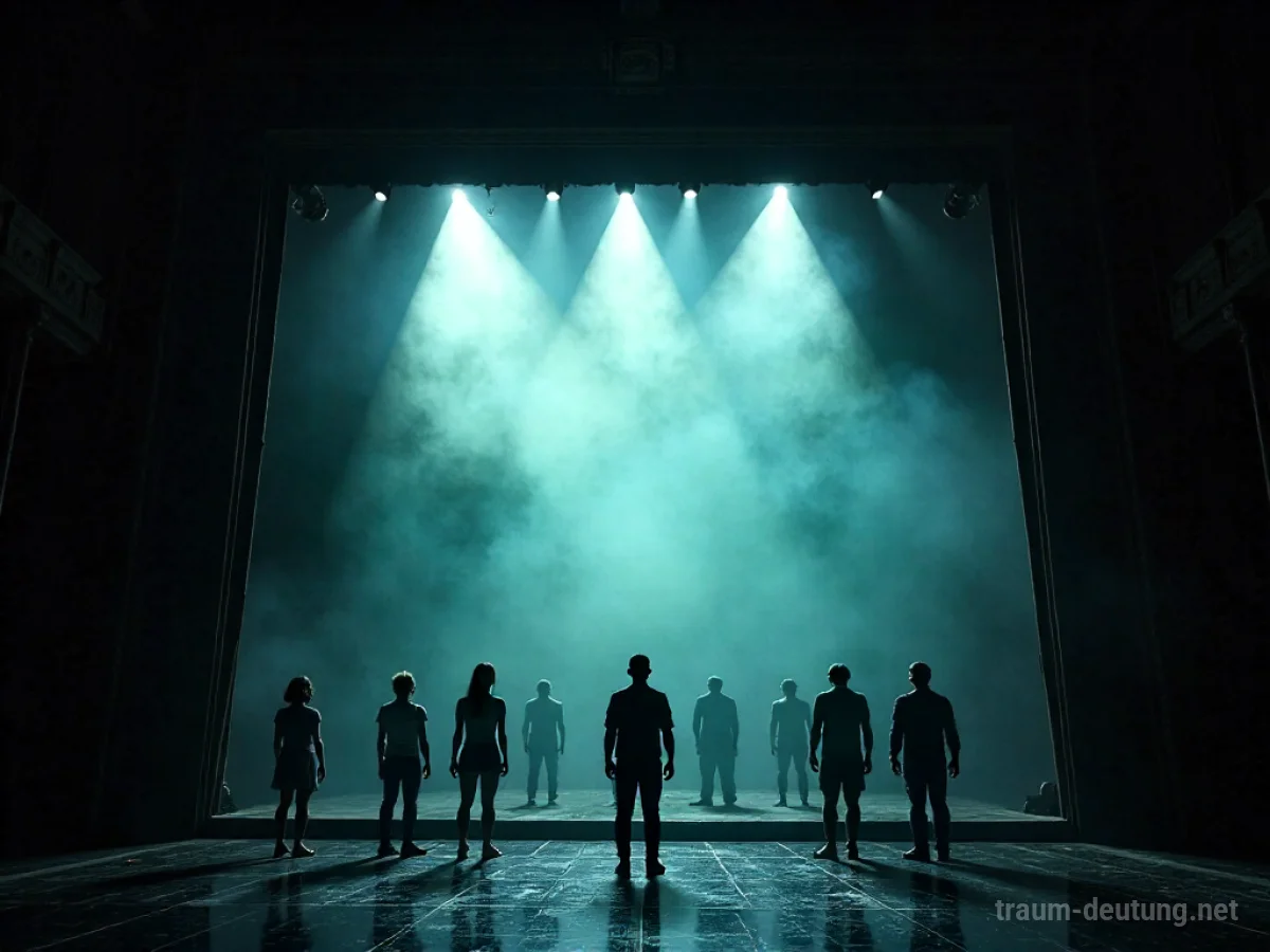 Eine seltsame Aufführung auf einer Theaterbühne im Traum