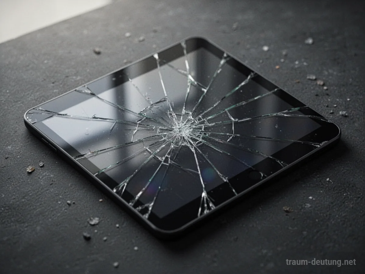 Tablet mit sichtbaren Rissen auf dem Bildschirm