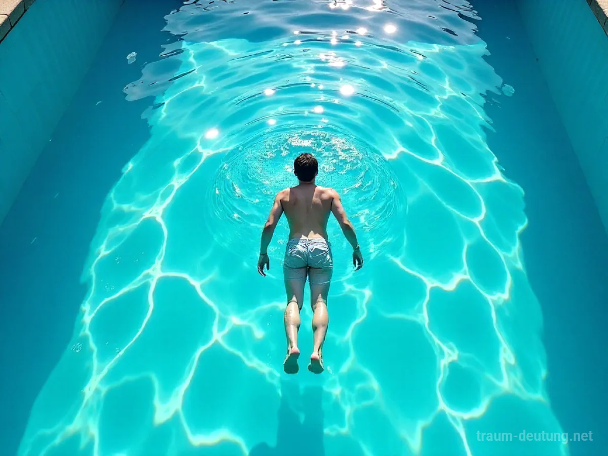 Eine Person taucht entspannt in einen klaren Pool.