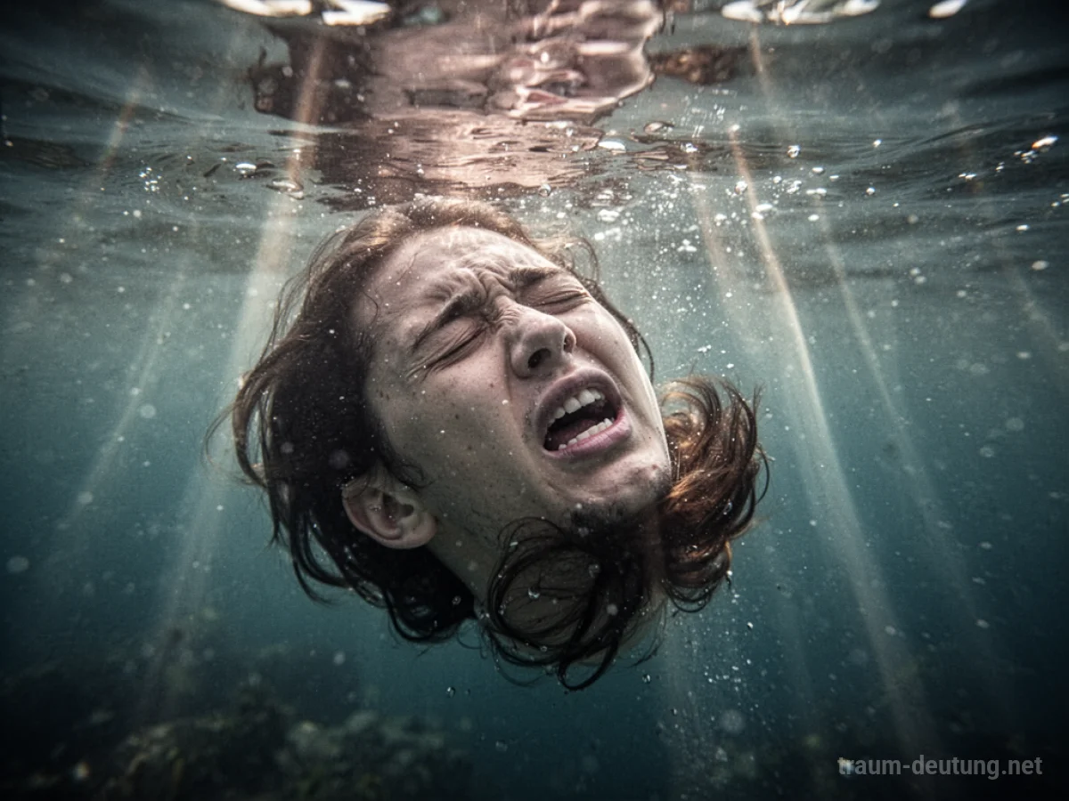 Kopf einer Person unter Wasser, die nach Luft ringt