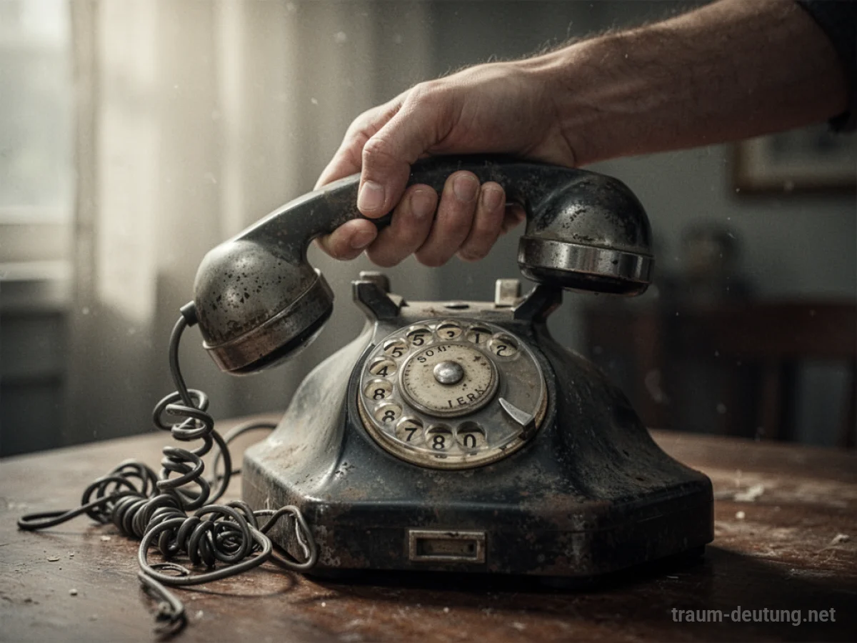 Hand legt Telefonhörer auf, um ein Gespräch zu beenden.