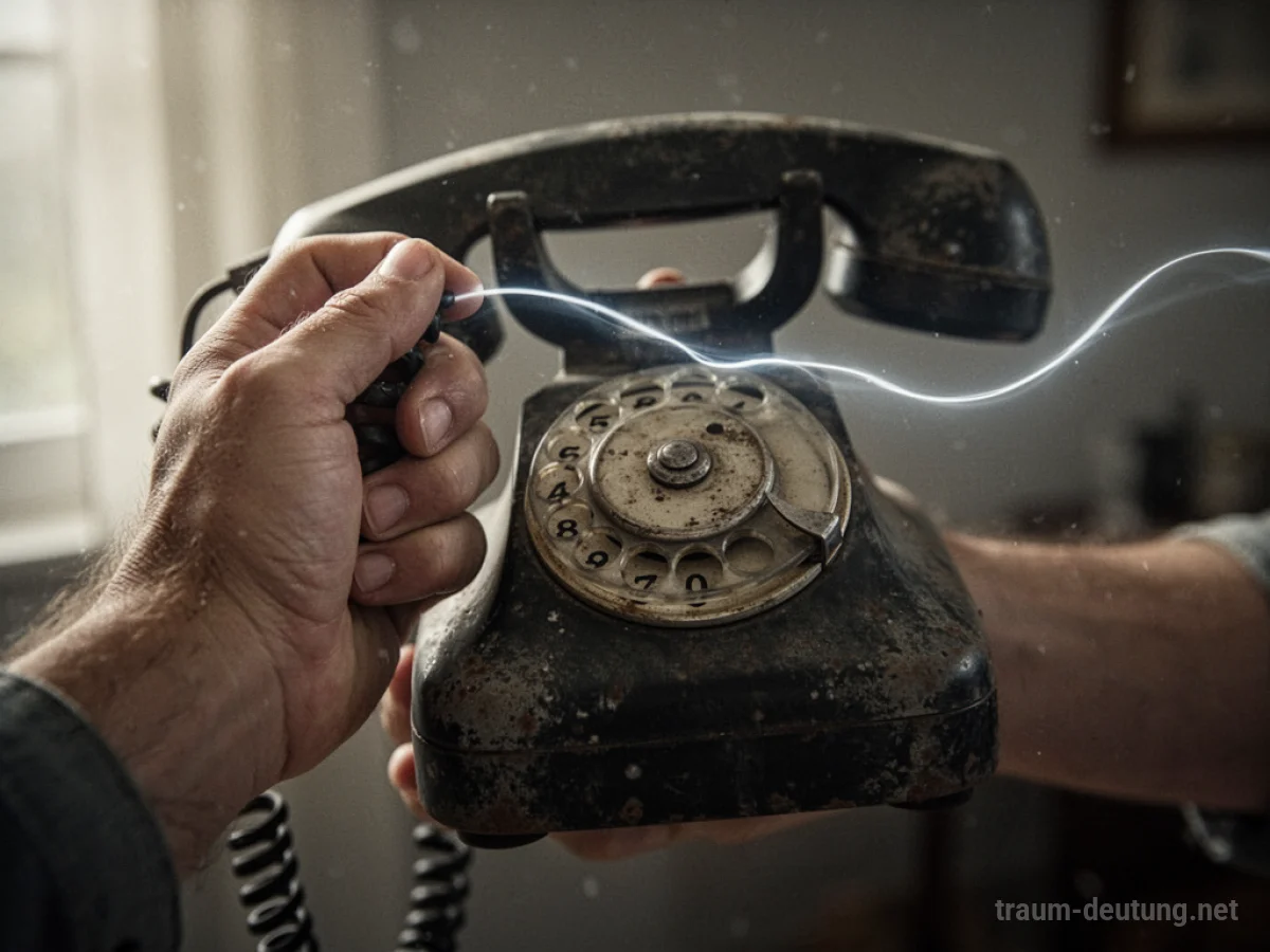 Hand wählt eine Telefonnummer an einem alten Wählschalter-Telefon.