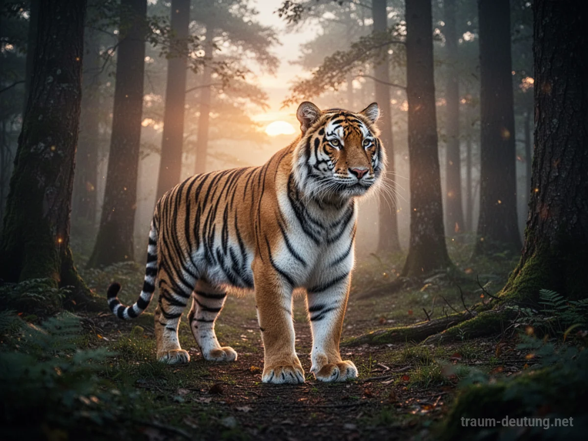 Majestätischer Tiger im Morgengrauen eines geheimnisvollen Waldes