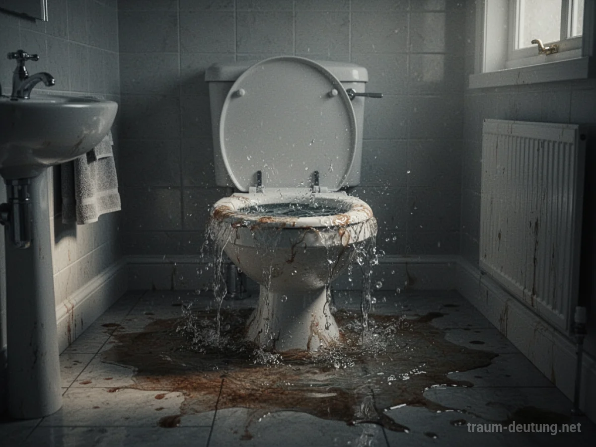 Überlaufende Toilette im Badezimmer, Wasser breitet sich aus