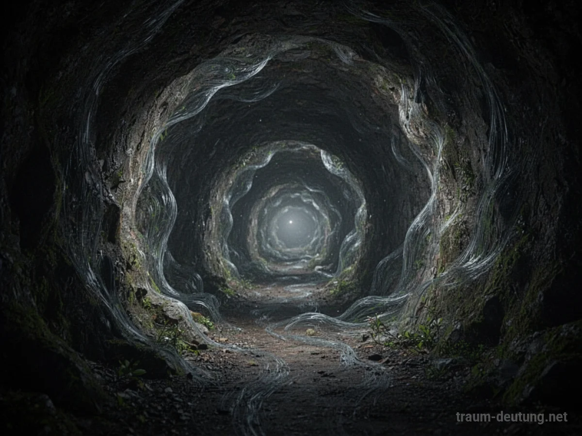Veränderlicher Tunnel mit sich wandelnden Wänden und fernem Licht