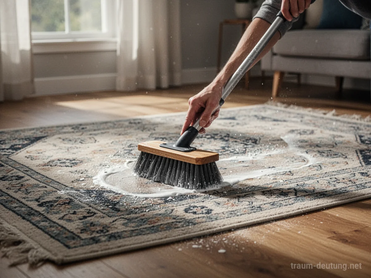 Ein sauberer Teppich wird im Traum gereinigt, was auf die Klärung von Verantwortung hindeutet.