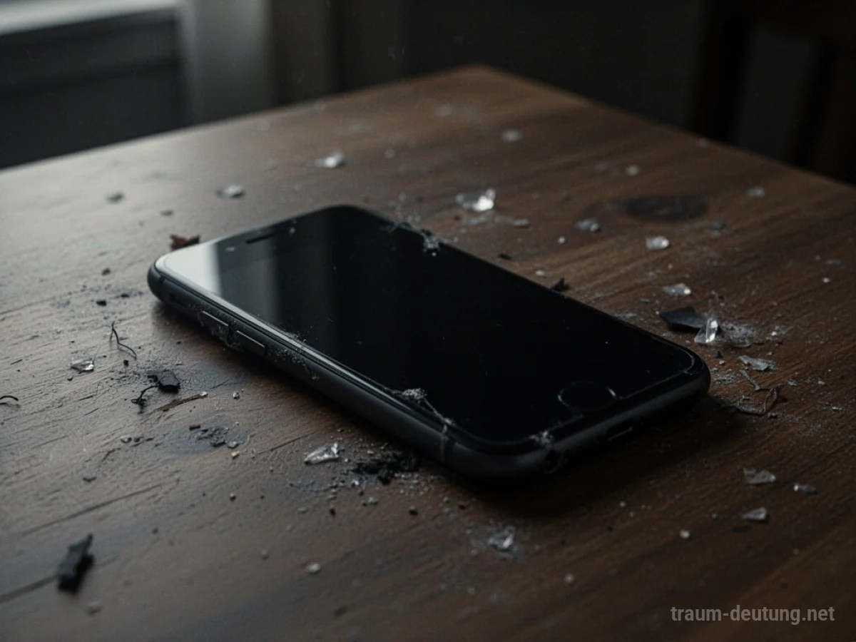 Smartphone mit leerem Akku auf einem Tisch