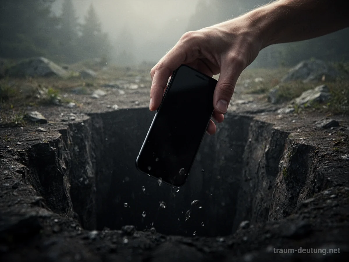 Hand lässt ein Smartphone in die Dunkelheit fallen
