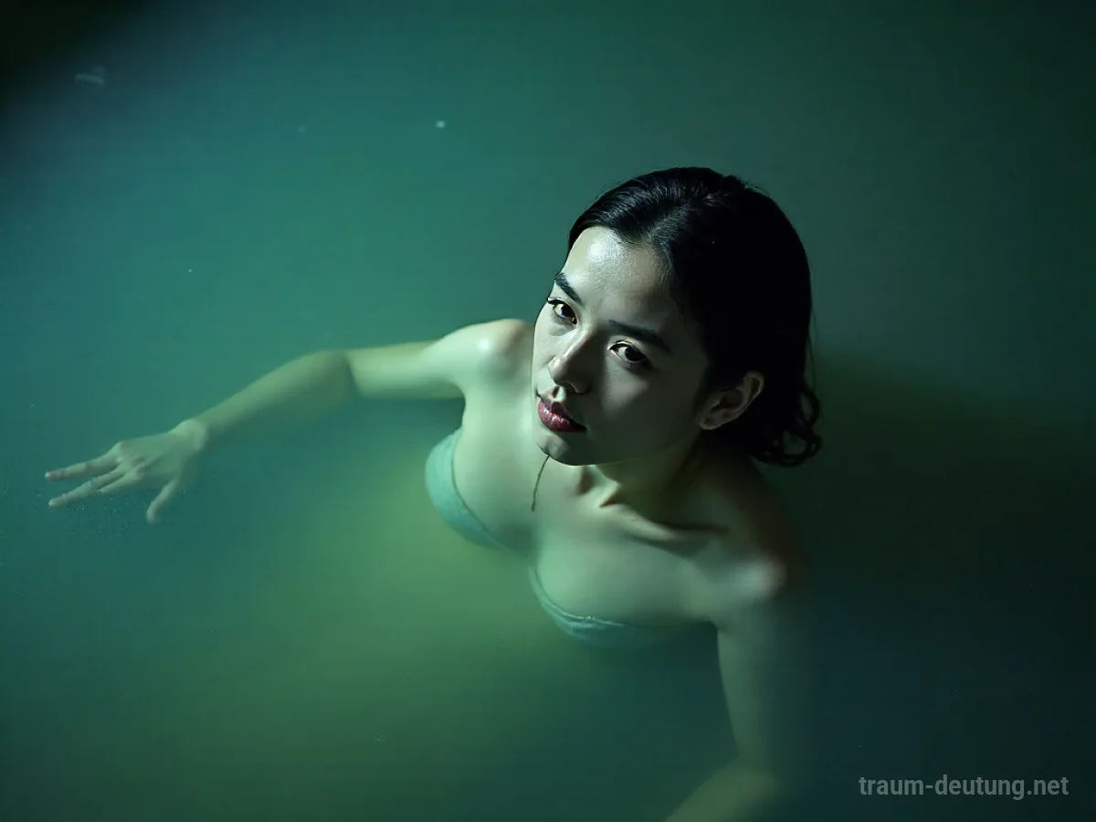 Eine Person taucht in trübem, undurchsichtigem Wasser.