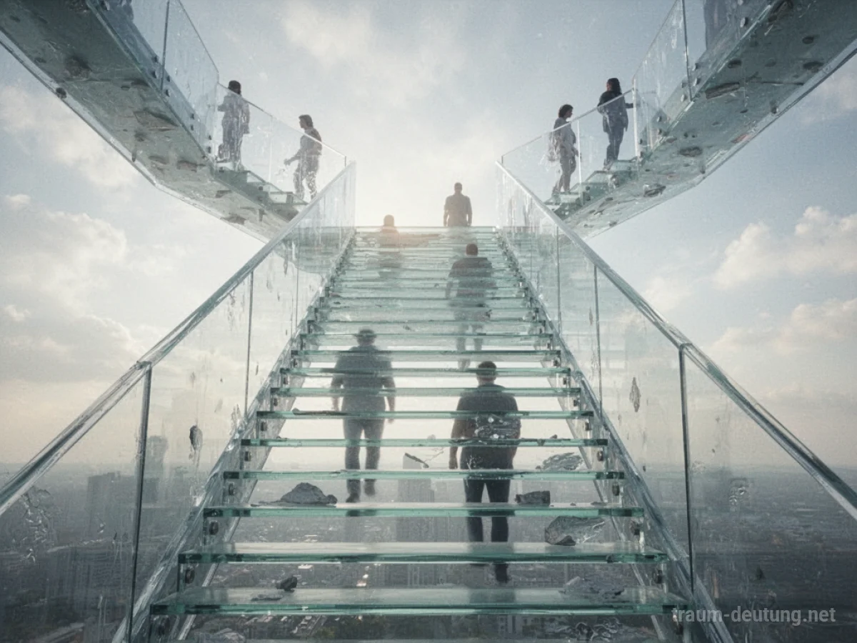 Eine transparente Treppe aus Glas, die nach oben führt.