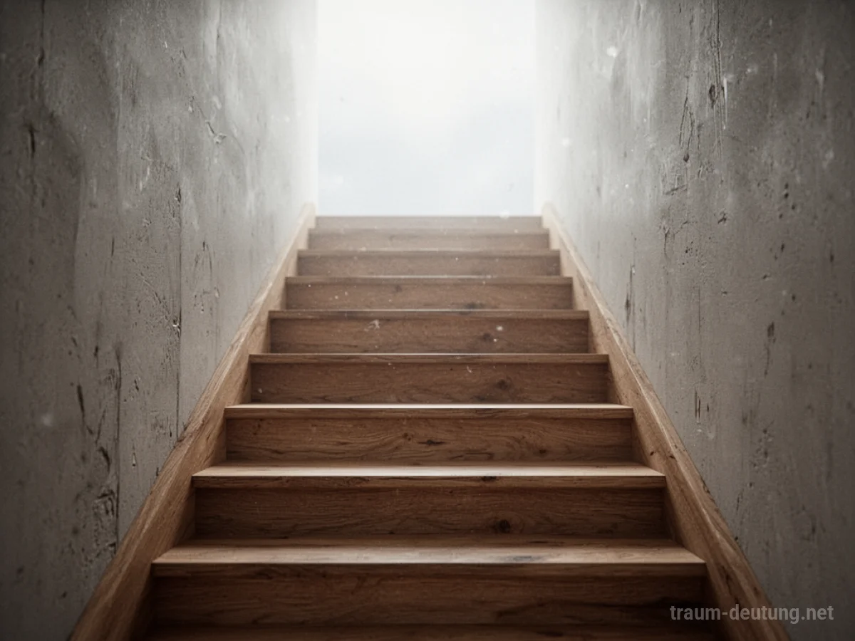 Eine Holztreppe, die nach oben führt.