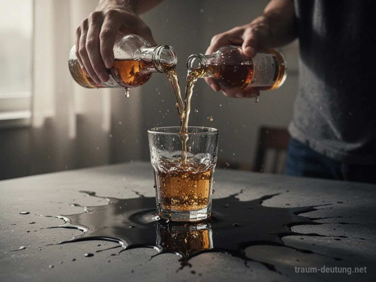 Überlaufendes Glas mit Flüssigkeit, die sich ausbreitet