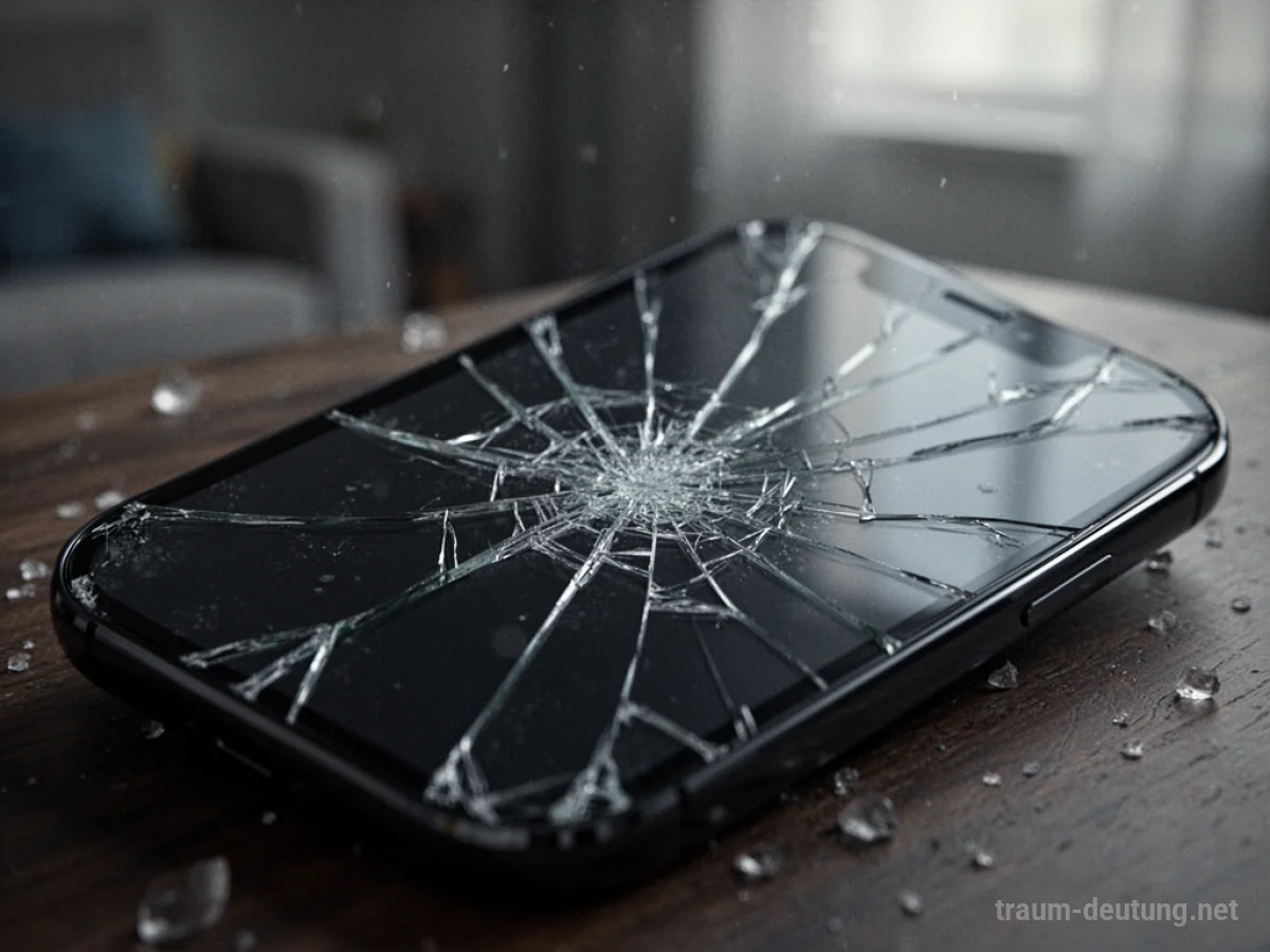 Nahaufnahme eines zerbrochenen Smartphone-Bildschirms
