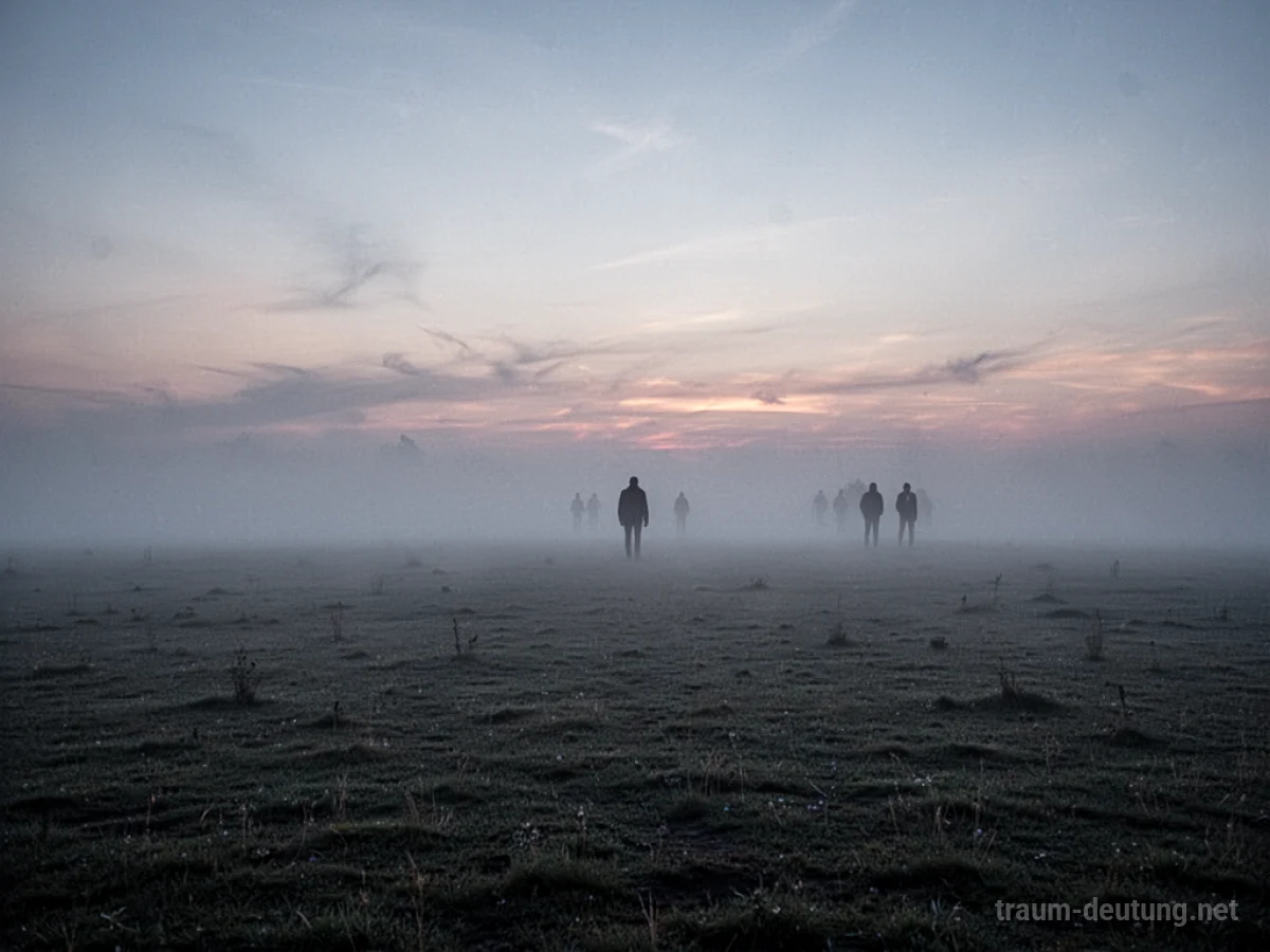 Leere Landschaft mit sich auflösenden Silhouetten am Horizont