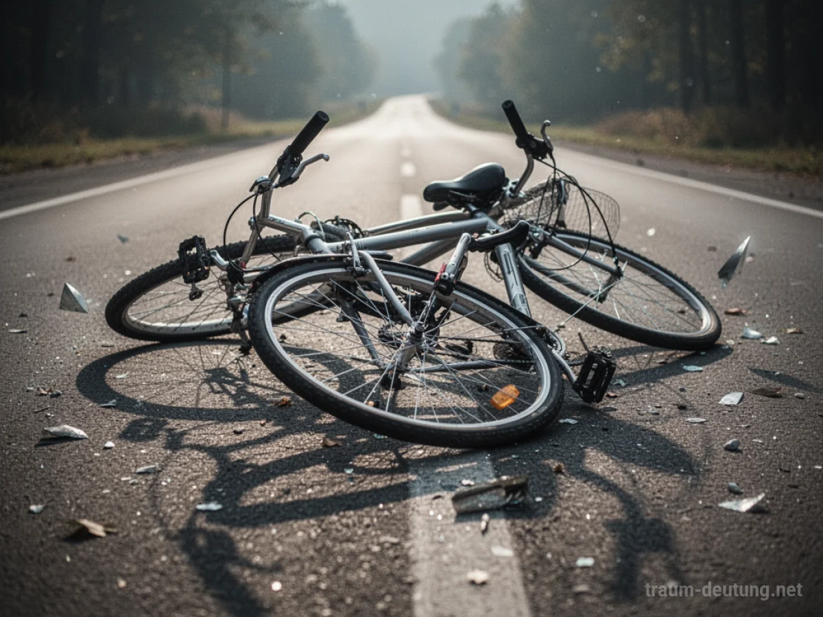 Umgekipptes Fahrrad auf einer Straße im Schatten