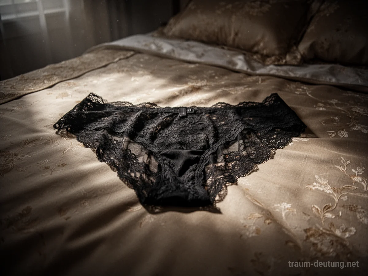 Schwarze Spitzenunterwäsche auf einem Bett