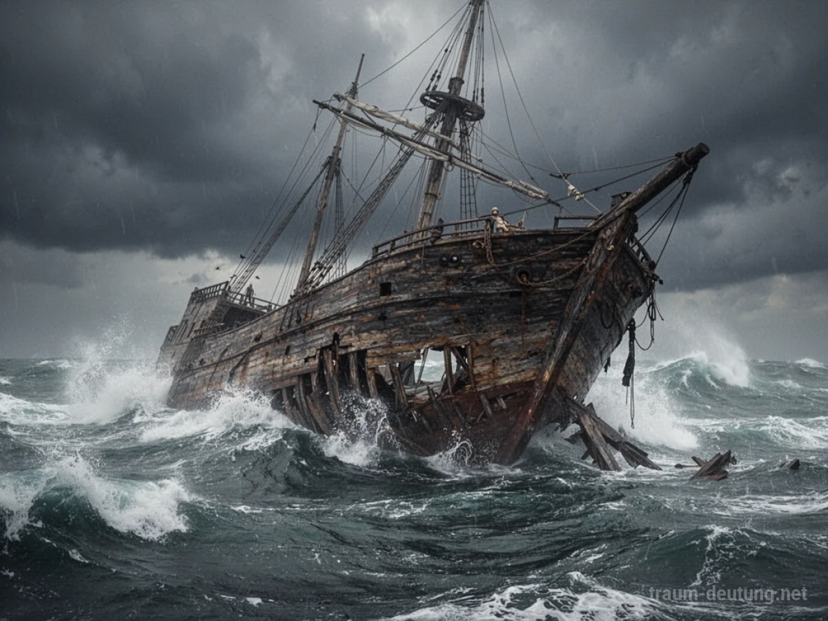 Zerbrechendes Schiff in stürmischer See