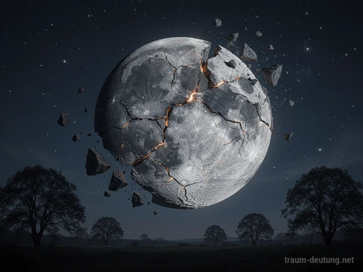 Zerbrechender Mond am Nachthimmel