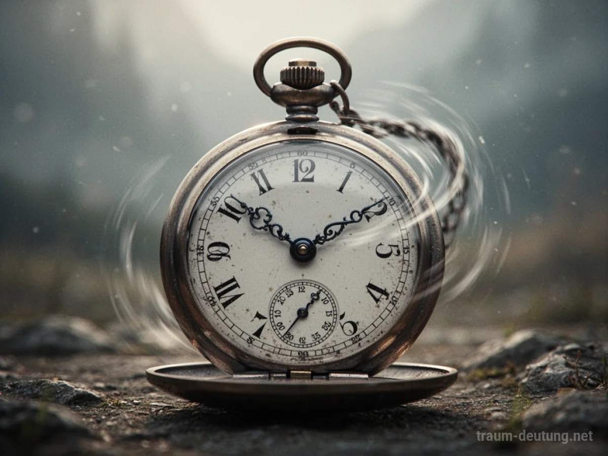 Eine antike Taschenuhr mit rückwärts laufenden Zeigern.