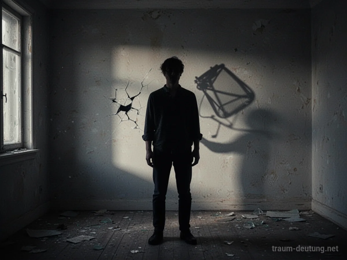 Schatten einer zerbrochenen Figur hinter einer stehenden Silhouette.