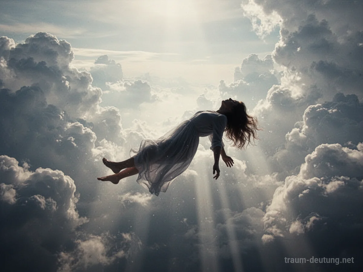 Eine Silhouette einer Person, die sich in den Himmel fallen lässt.