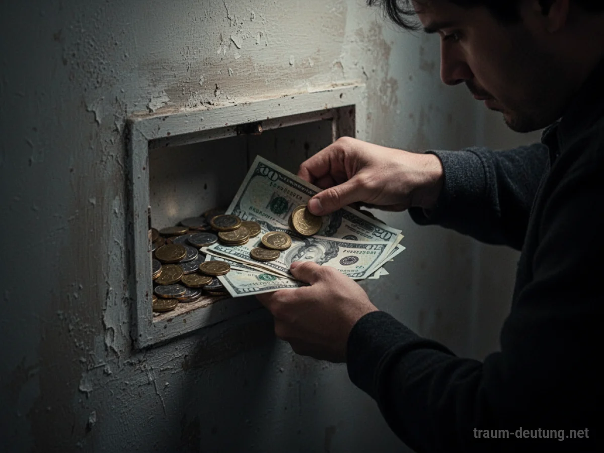 Geld wird heimlich in einem Versteck untergebracht