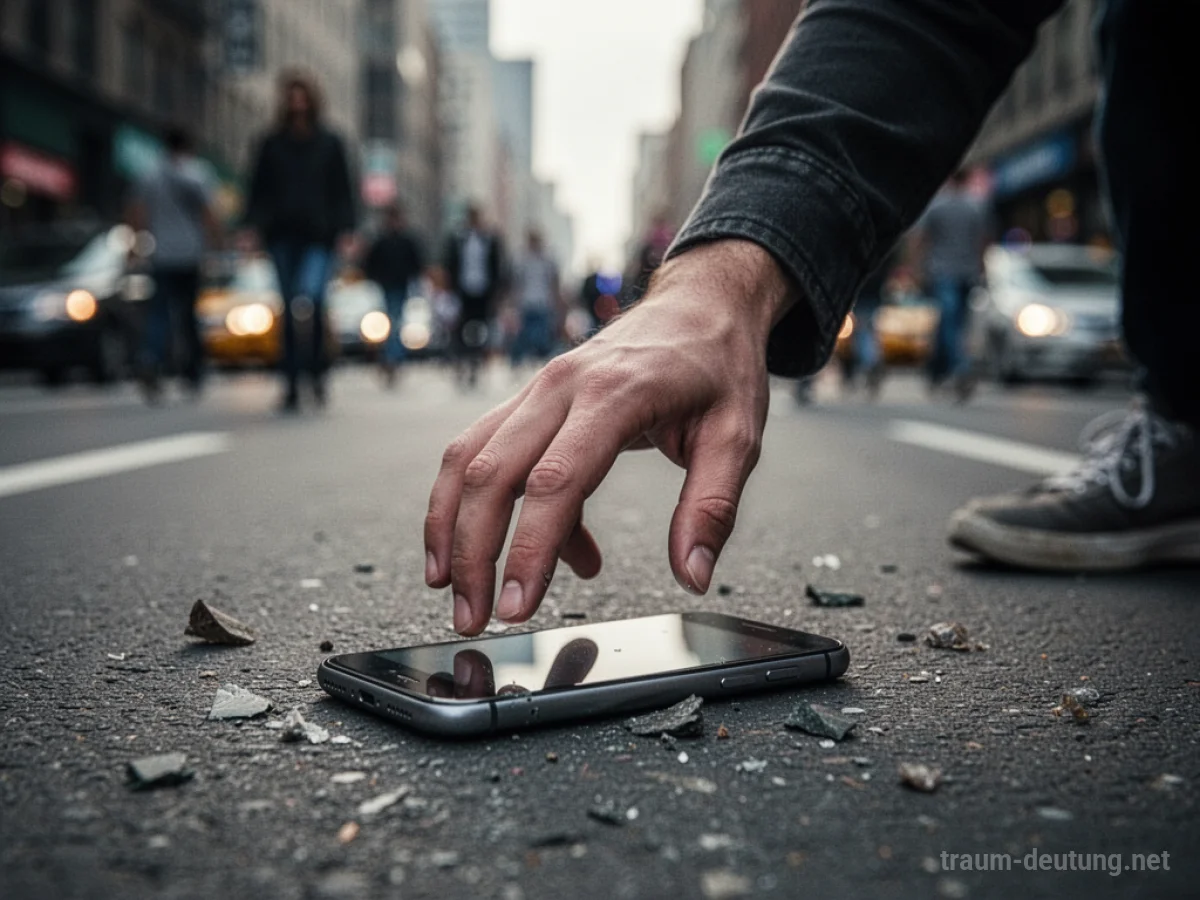 Hand sucht nach einem verlorenen Handy auf einer belebten Straße